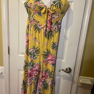 NWT No Boundaries Yellow Floral Women's Jumpsuit Romper detachable straps SZ3XL